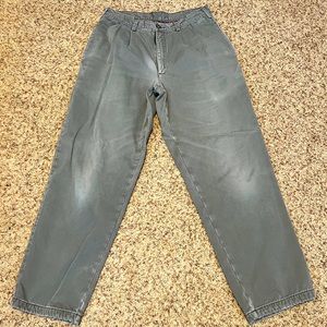 LL Bean Flannel Lined Pants Mens 34x34 Double L Grey Chino Natural Fit Pleated